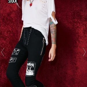 Dollskill current mood lace up patch punk pants